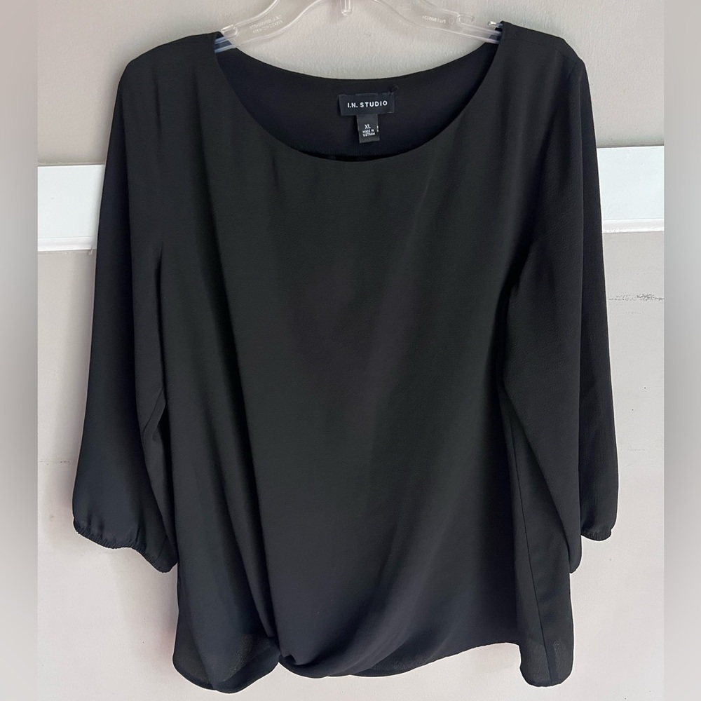 I.N. Studio Elegant Black Blouse Size XL